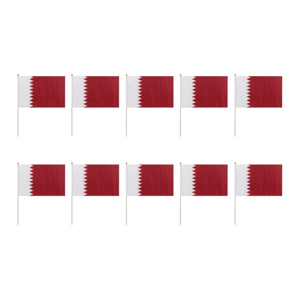 10er Set Fahne Flagge Winkfahne &quot;Katar&quot; Qatar Handfahne EM WM