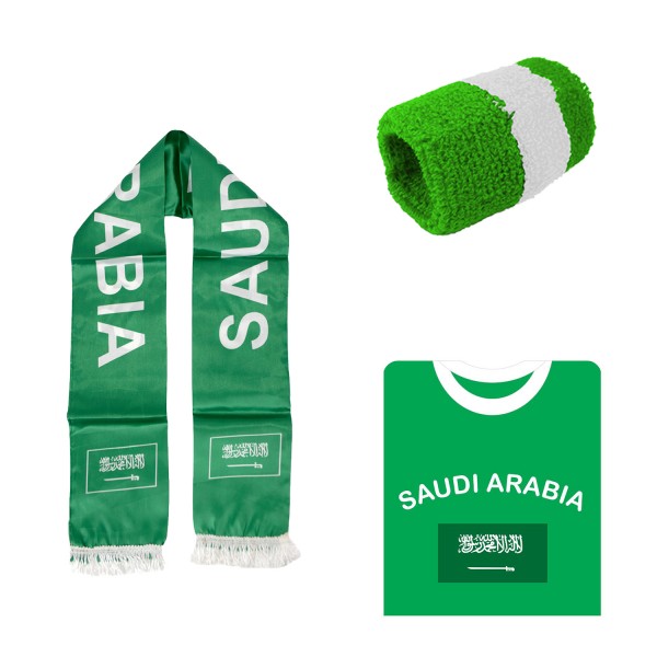 Fan-Paket-7 &quot;Saudi Arabien&quot; WM Fußball Fan Shirt Schal Schweißband Party