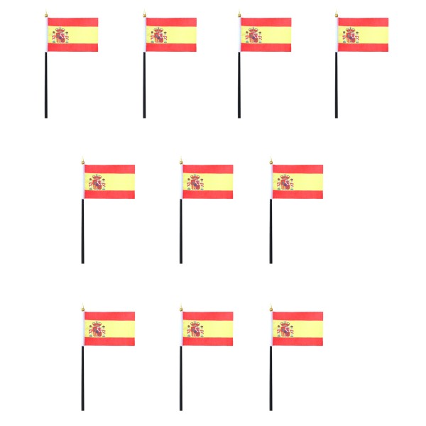 Mini Handfahnen 10 Stück Set &quot;Spanien&quot; Espana Spain EM WM Flaggen Fanartikel