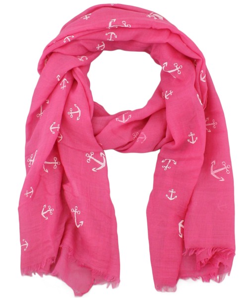 Scarf Long &quot;Anchor&quot; Maritime High Print Fringes Summer