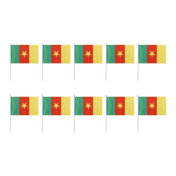 10er Set Fahne Flagge Winkfahne &quot;Kamerun&quot; Cameroon Handfahne EM WM