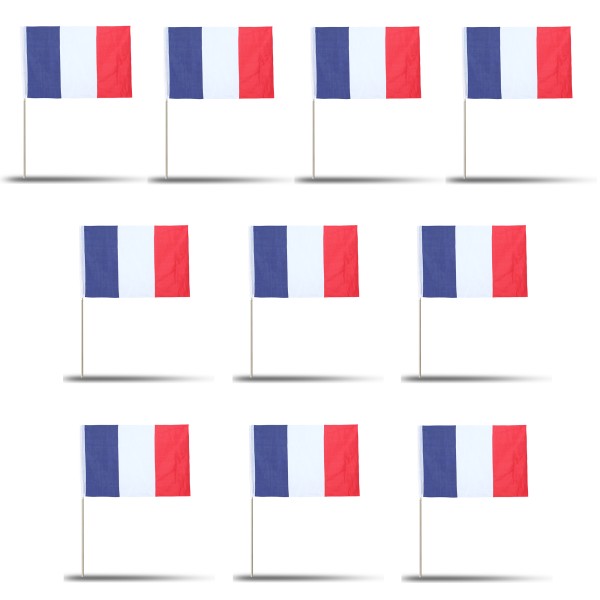 10er Set Fahne Flagge Winkfahne &quot;Frankreich&quot; France Handfahne EM WM