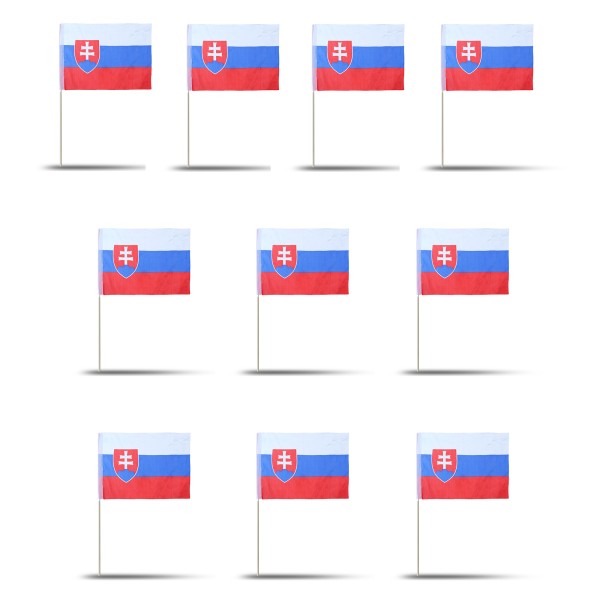10er Set Fahne Flagge Winkfahne &quot;Slowakei&quot; Slovakia Handfahne EM WM