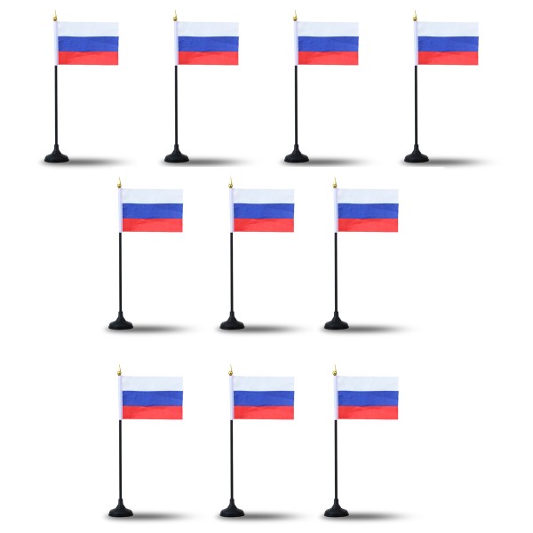 Mini Handfahnen mit Tischständer Fuß 10 Stück Set &quot;Russland&quot; Russia EM WM Flaggen Fanartikel