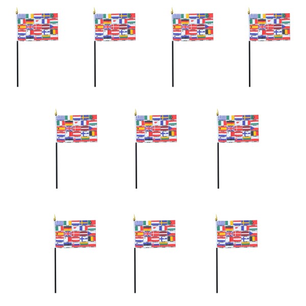 Mini Handfahnen 10 Stück Set &quot;EU25&quot; 25 Länder EM WM Flaggen Fanartikel