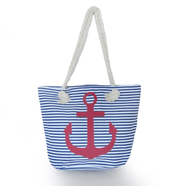Strandtasche mit Ankermotiv Beachbag Shopper Streifen Maritim