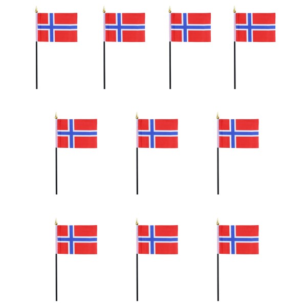 Mini Handfahnen 10 Stück Set &quot;Norwegen&quot; Norway EM WM Flaggen Fanartikel