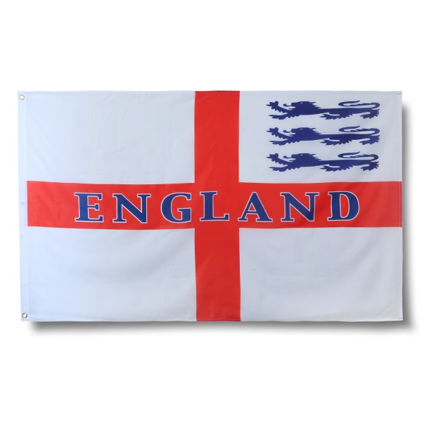 England mit Schrift Fahne Flagge 90 x 150 cm Fanartikel Hissfahne Ösen WM EM