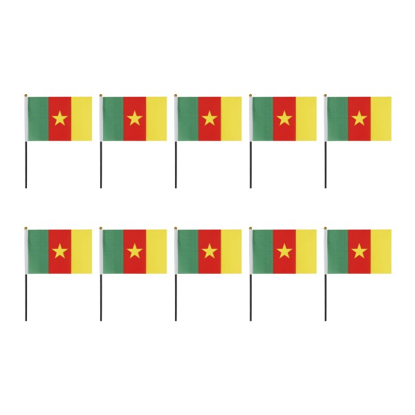Mini Handfahnen 10 Stück Set &quot;Kamerun&quot; Cameroon EM WM Flaggen Fanartikel