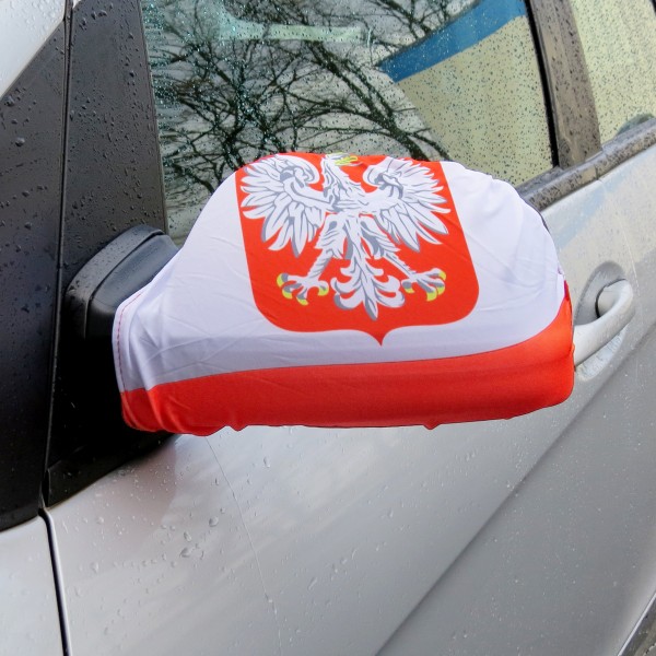 Auto Außenspiegel Fahne Set &quot;Polen Wappen&quot; Poland Polska Bikini Flagge EM WM
