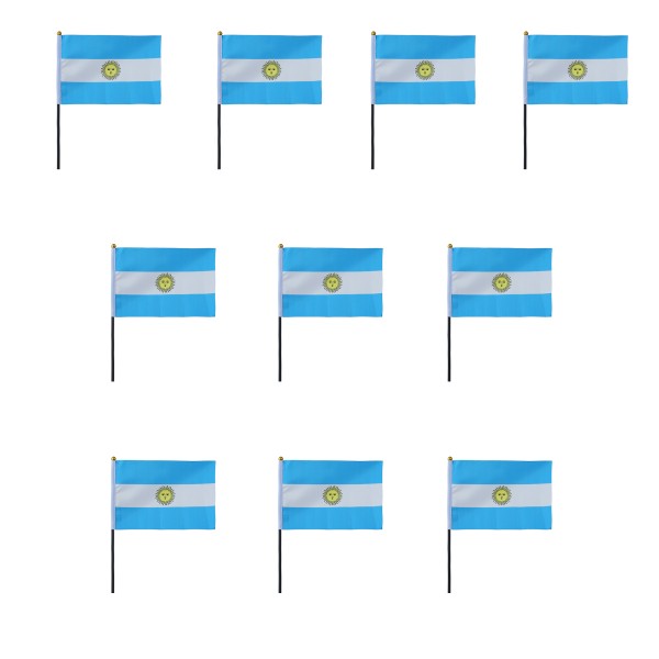Mini Handfahnen 10 Stück Set &quot;Argentinien&quot; Argentina EM WM Flaggen Fanartikel