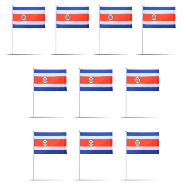 10er Set Fahne Flagge Winkfahne &quot;Costa Rica&quot; Handfahne EM WM