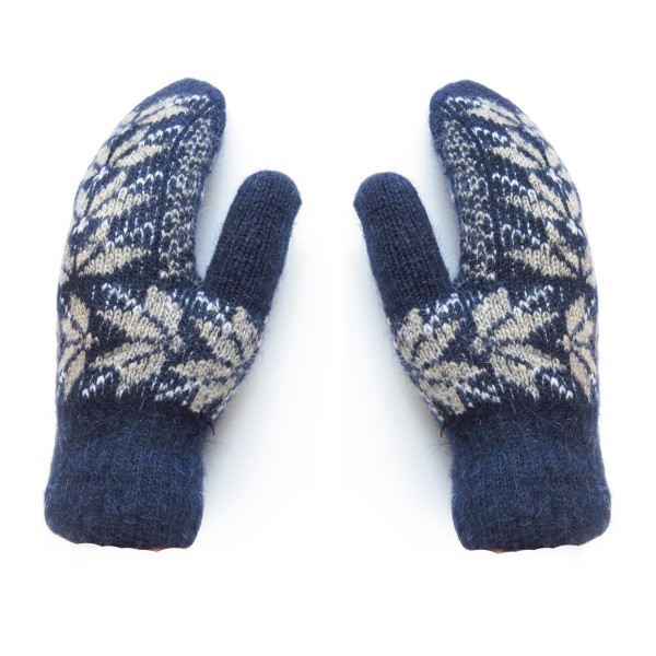 Mitten Gloves Snowflakes Angora Wool