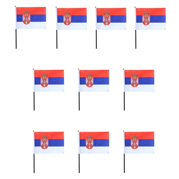 Mini Handfahnen 10 Stück Set &quot;Serbien&quot; Serbia EM WM Flaggen Fanartikel