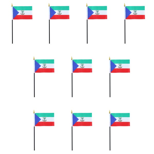 Mini Handfahnen 10 Stück Set &quot;Äquatorial Guinea&quot; EM WM Flaggen Fanartikel