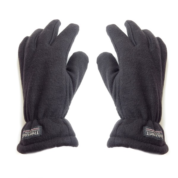 Handschuhe Winter Finger Fleece Schwarz Klettverschluss