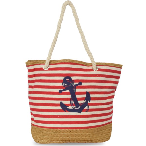 Strandtasche Beachbag Shopper Anker Maritim Streifen