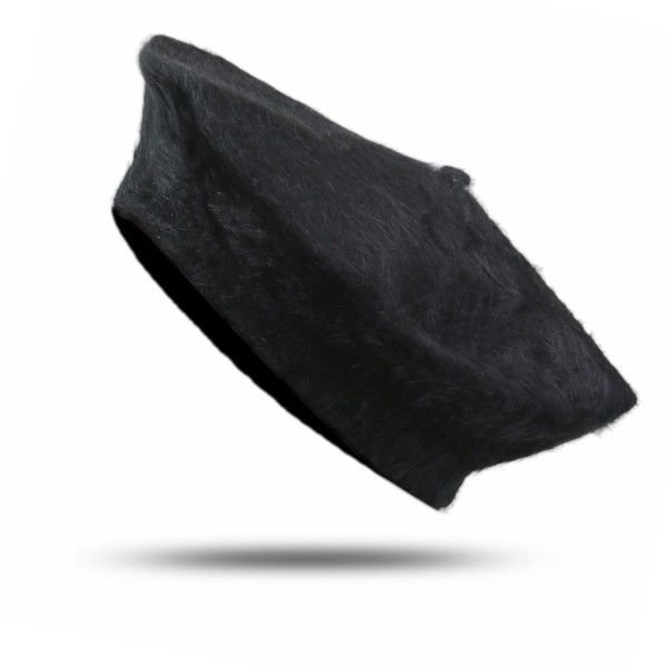 Beret Hat Angora Wool Women Winter black