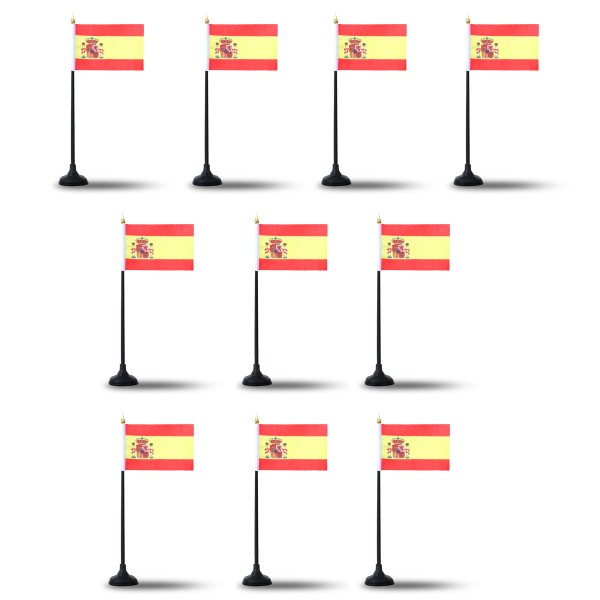 Mini Handfahnen mit Tischständer Fuß 10 Stück Set &quot;Spanien&quot; Spain Espana EM WM Flaggen Fanartikel-