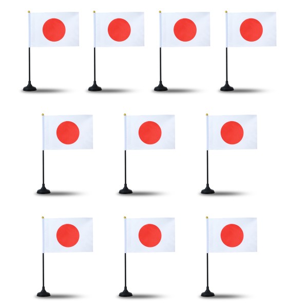 Mini Handfahnen mit Tischständer Fuß 10 Stück Set &quot;Japan&quot; EM WM Flaggen Fanartikel