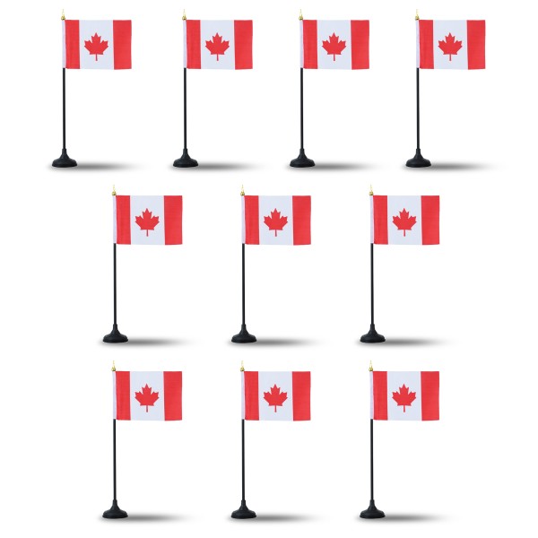 Mini Handfahnen mit Tischständer Fuß 10 Stück Set &quot;Kanada&quot; Canada EM WM Flaggen Fanartikel