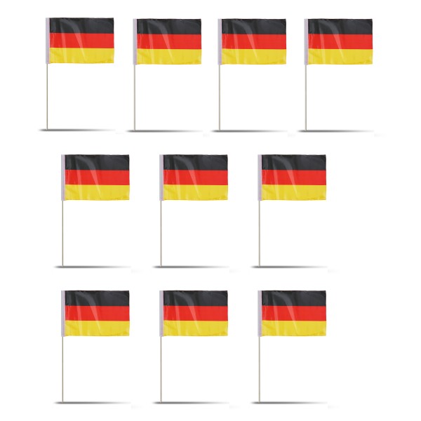 10er Set Fahne Flagge Winkfahne &quot;Deutschland&quot; Germany Handfahne EM WM