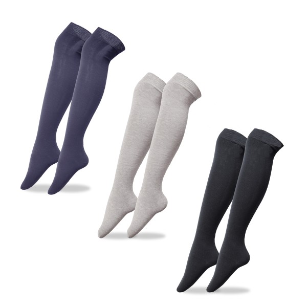 3 Pairs Knee Socks Unisex Uni Color Cotton