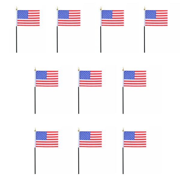 Mini Handfahnen 10 Stück Set &quot;USA&quot; Amerika America United States EM WM Flaggen Fanartikel