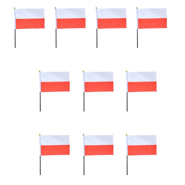 Mini Handfahnen 10 Stück Set &quot;Polen&quot; Poland Polska EM WM Flaggen Fanartikel