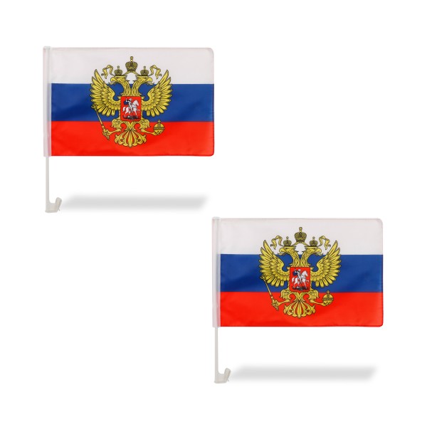 2er SET Auto Flagge &quot;Russland Wappen&quot; Russia Fußball EM Fahne Fan Fanset