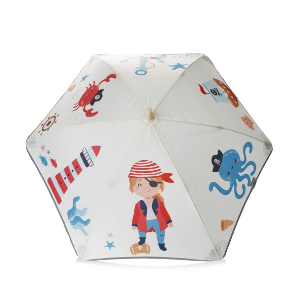 Kinder Regenschirm reflektierend Sicherheitsschirm Pirat Schatz Augenklappe Seeräuber