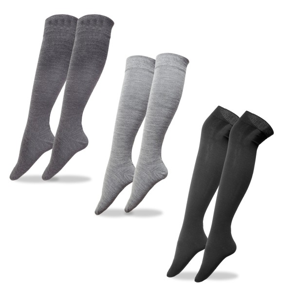 3 Pairs Knee Socks Unisex Uni Color Cotton