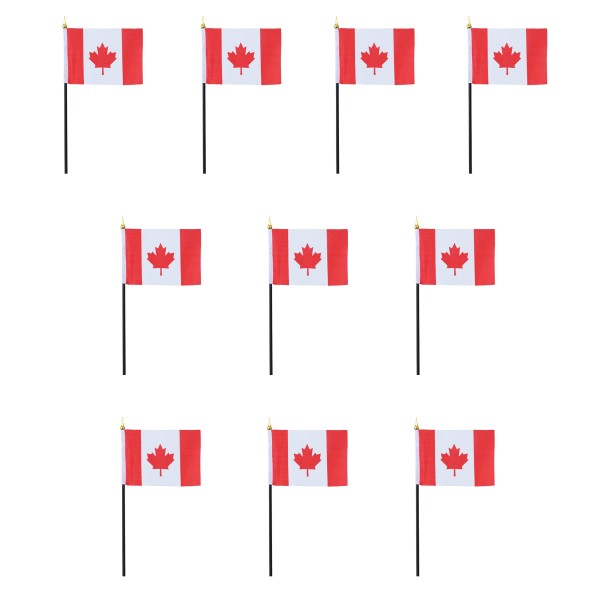 Mini Handfahnen 10 Stück Set &quot;Kanada&quot; Canada EM WM Flaggen Fanartikel