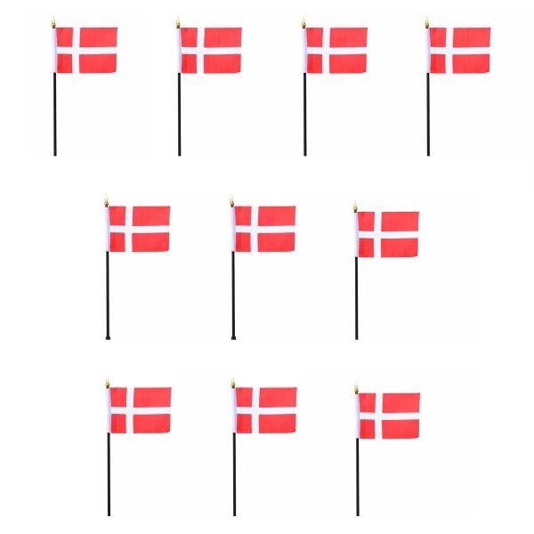 Mini Handfahnen 10 Stück Set &quot;Dänemark&quot; Denmark Dansk EM WM Flaggen Fanartikel