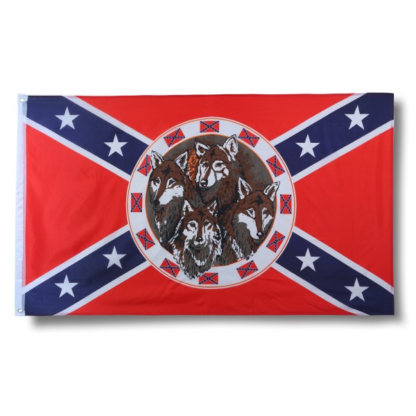 Südstaaten Wolf Southern States Fahne Flagge 90 x 150 cm Fanartikel Hissfahne Ösen WM EM