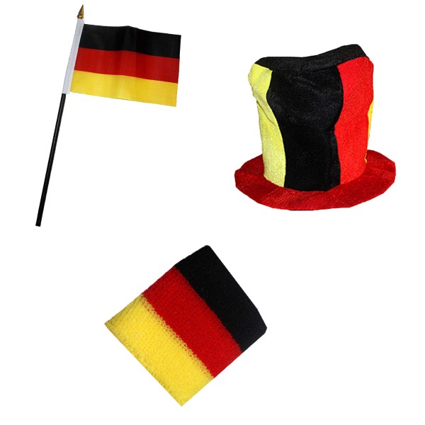 Fan-Paket-13 WM Länder Fußball Zylinder Hut Schweißband Mini Flagge