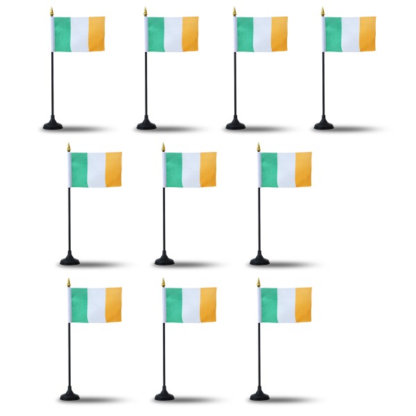 Mini Handfahnen mit Tischständer Fuß 10 Stück Set &quot;Irland&quot; Ireland EM WM Flaggen Fanartikel
