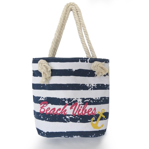 XS Shopper &quot;Beach Vibes&quot; Maritim Streifen Anker Vintage Tasche
