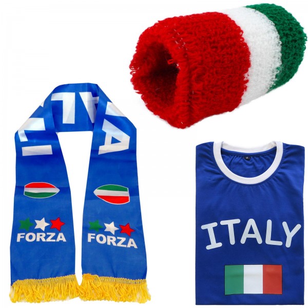 Fan-Paket-7 &quot;Italien&quot; WM Fußball Fan Shirt Schal Schweißband Party