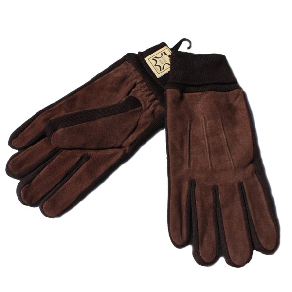 Gents Gloves Knit Leather Unicolor
