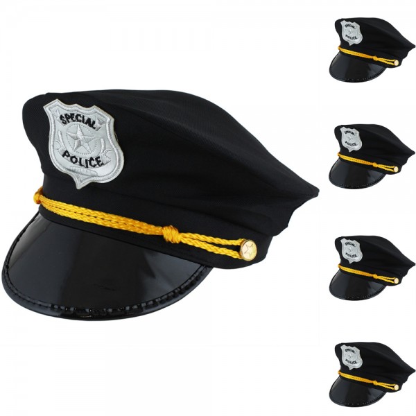 5er SET Hut &quot;Polizei&quot; Polizist Kostüm Fasching Officer Karneval