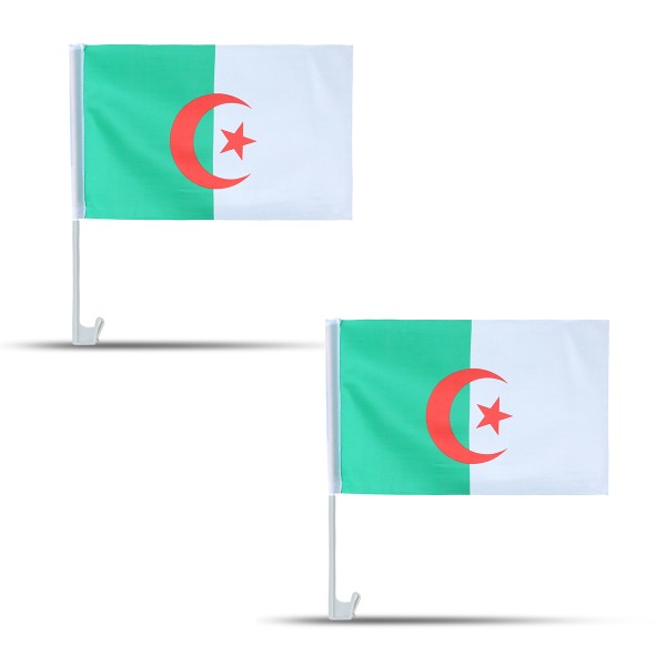 2er SET Auto Flagge &quot;Algerien&quot; Algeria Fußball EM Fahne Fan Fanset
