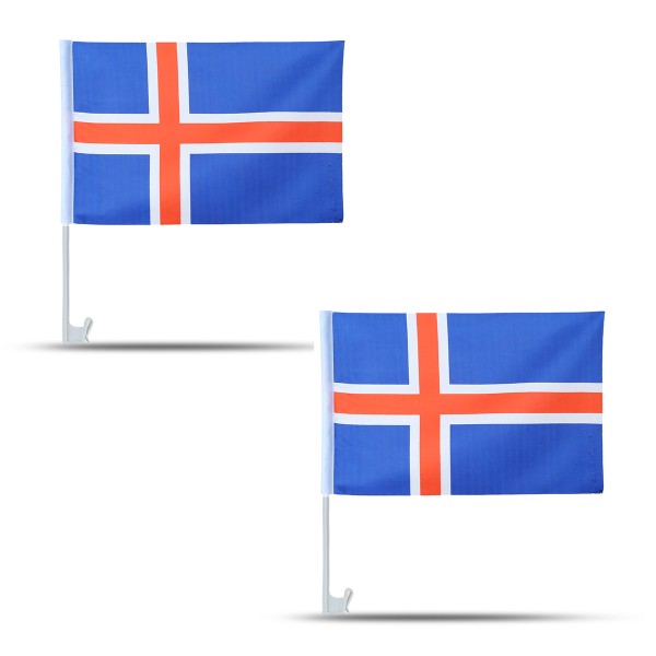 2er SET Auto Flagge &quot;Island&quot; Iceland Fußball EM Fahne Fan Fanset