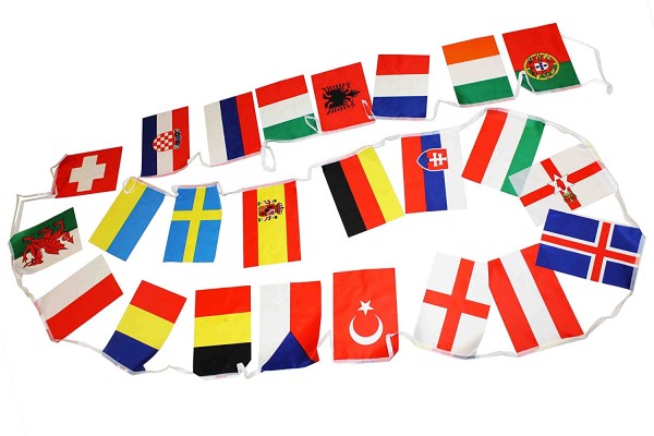 Fahnenkette &quot;Europa&quot; Girlande 7 Meter 24 Länder Fan Fußball