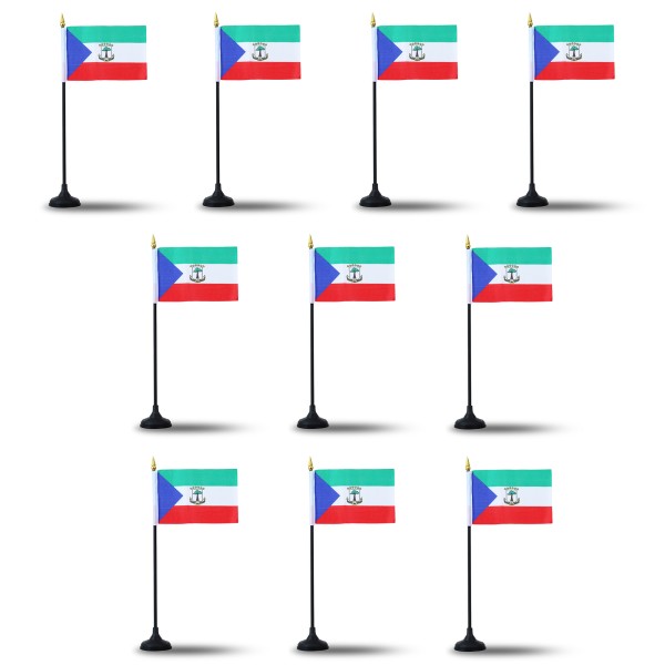 Mini Handfahnen mit Tischständer Fuß 10 Stück Set &quot;Äquatorial Guinea&quot; EM WM Flaggen Fanartikel