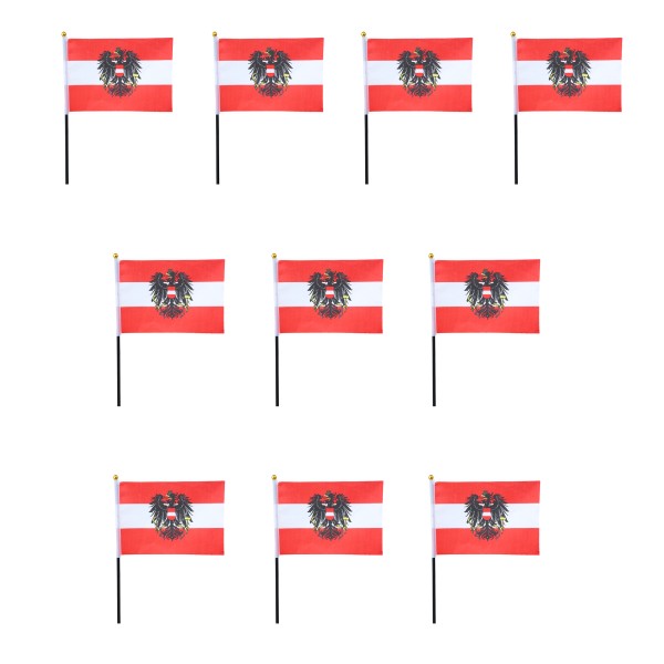 Mini Handfahnen 10 Stück Set &quot;Österreich Wappen&quot; Austria EM WM Flaggen Fanartikel