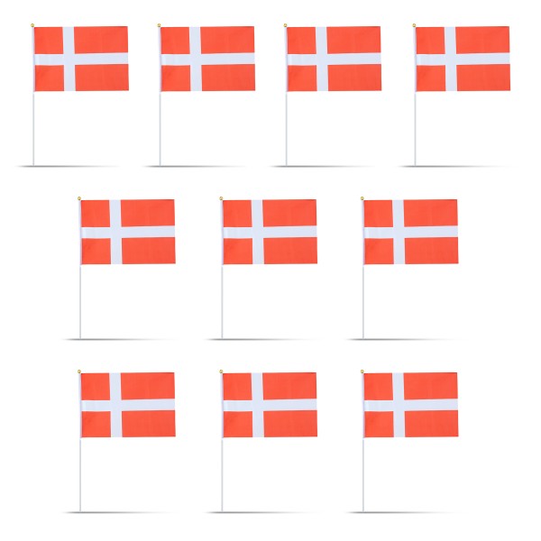 10er Set Fahne Flagge Winkfahne &quot;Dänemark&quot; Denmark Handfahne EM WM