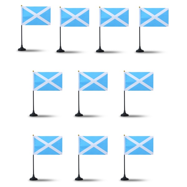 Mini Handfahnen mit Tischständer Fuß 10 Stück Set &quot;Schottland&quot; Scotland EM WM Flaggen Fanartikel