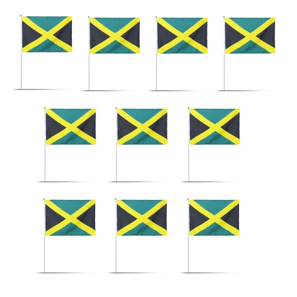 10er Set Fahne Flagge Winkfahne &quot;Jamaika&quot; Jamaica Handfahne EM WM