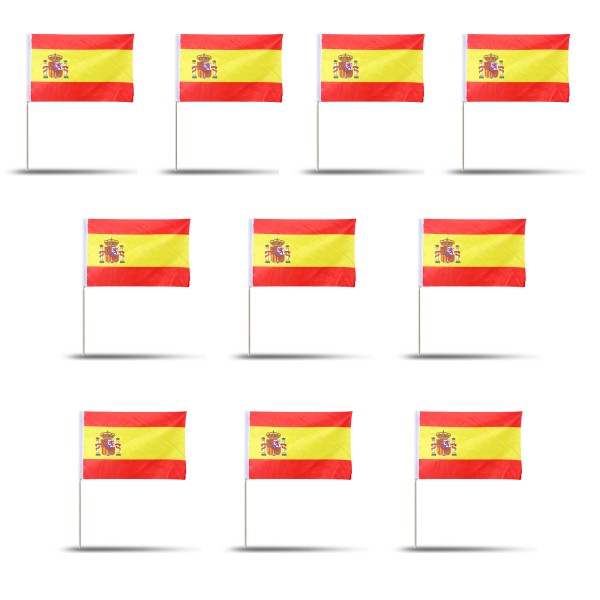 10er Set Fahne Flagge Winkfahne &quot;Spanien&quot; Spain Espana Handfahne EM WM
